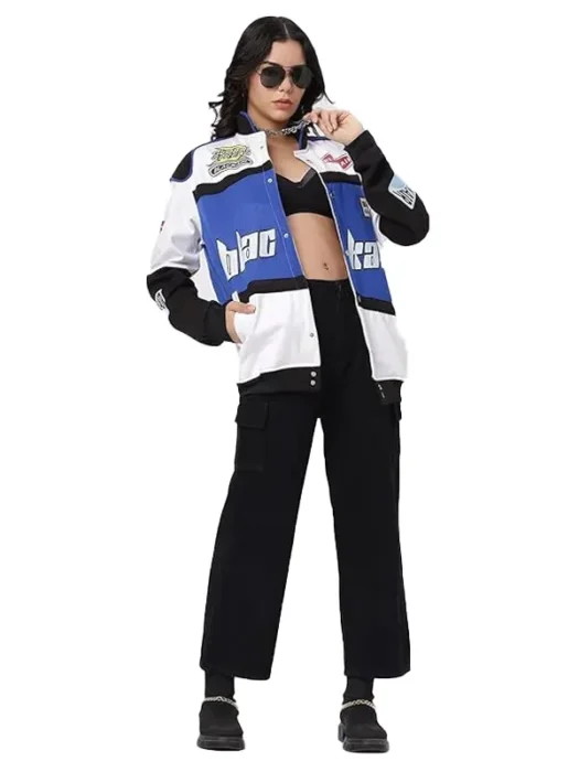 Women's BE SAVAGE Oversized Racing Zipper Jacket