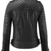 Womens Biker Style Black Quilted Leather Jacket Back