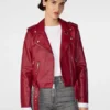 Women's Biker Wine Red Leather Jacket