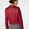 Women's Biker Wine Red Leather Jacket Back