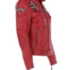 Women's Fashion Leather Biker Red Jacket