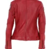 Women's Fashion Leather Biker Style Red Jacket Back