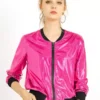 Women's Holographic Collar Metallic Bomber Jacket