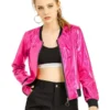 Women's Holographic Metallic Bomber Jacket