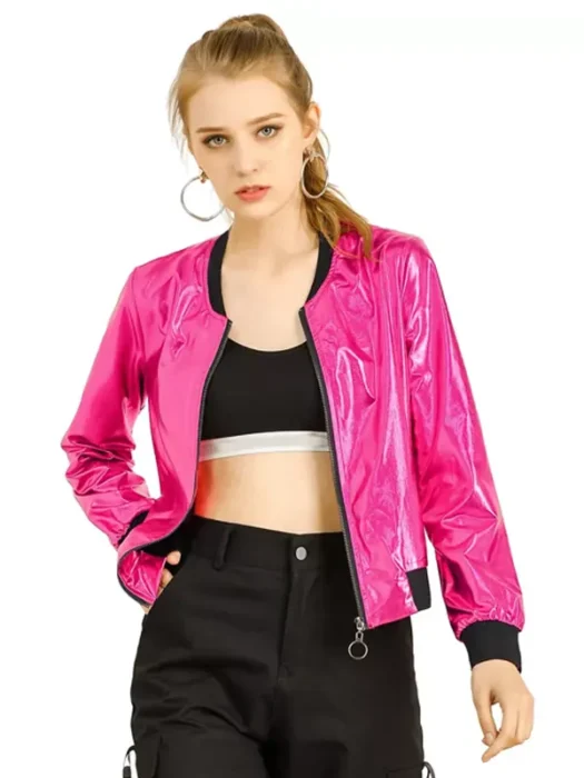 Women's Holographic Metallic Bomber Jacket