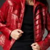 Women's Red Stylish Genuine Leather Jacket WJ021