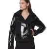 Women's Shearling Black Biker Leather Jacket