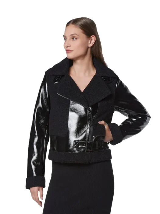 Women's Shearling Black Biker Leather Jacket