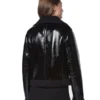 Women's Shearling Black Biker Leather Jacket Back