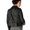 Women's Shearling Leather Black Biker Jacket Back