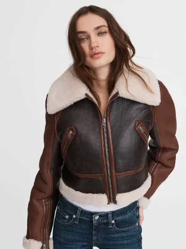 Women’s Sheepskin Dark Brown Leather Jacket