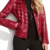 Women's WJ021 Red Stylish Genuine Leather Jacket