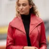 Women's Wide Fashion Collar Side Zip Leather Jacket