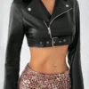 Zip Up PU Crop Moto Jacket