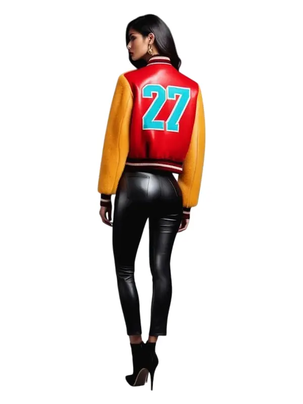 women sexy varsity jacket back