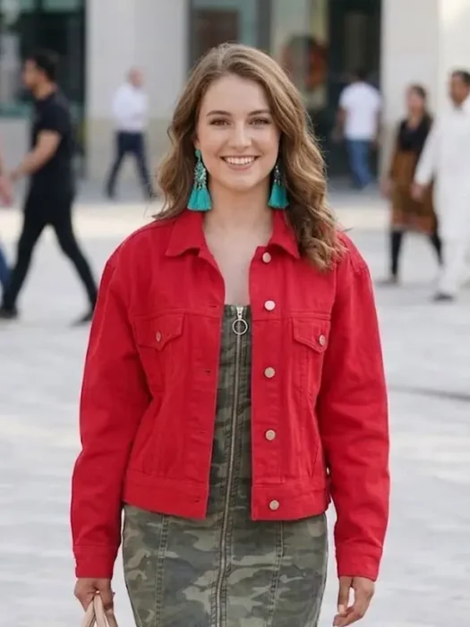 Amber Davies Red Denim Jacket