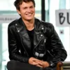 Ansel Elgort Black Leather Jacket