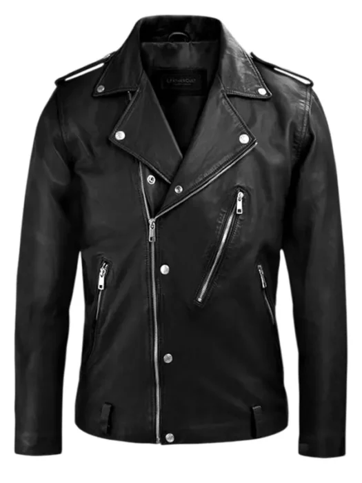 Beast Black Biker Leather Jacket Back