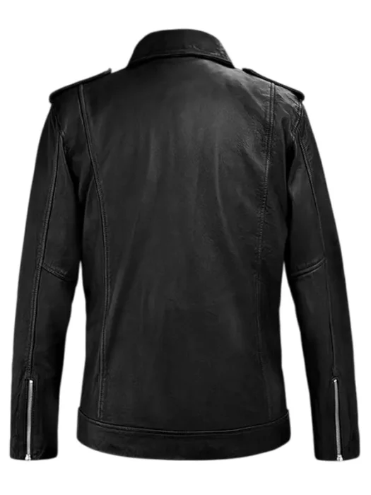 Beast Black Biker Leather Jacket Back