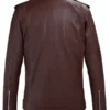 Beast Burgundy Biker Leather Jacket Back