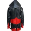 Black & Red Hood Leather Jacket