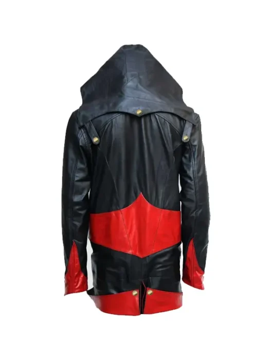 Black & Red Hood Leather Jacket