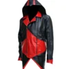 Black Red Hood Leather Jacket