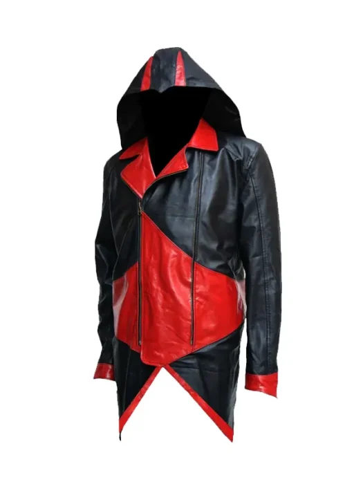 Black Red Hood Leather Jacket