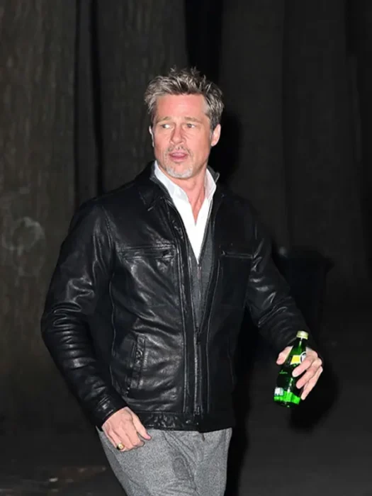 Brad Pitt Black Leather Jacket