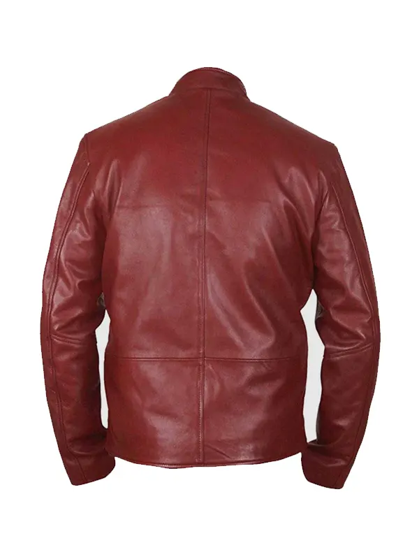 Burgundy Motorcycle Jacket Back