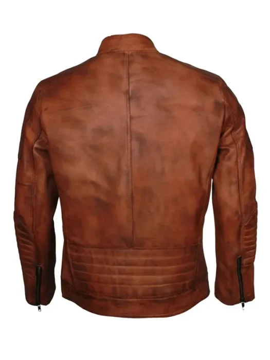 Cafe Racer Brown Motorcycle Jacket Back