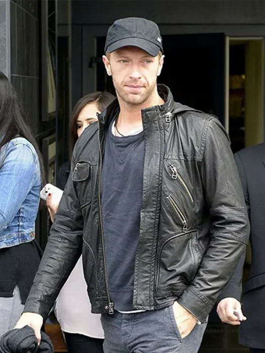 Chris Martin Black Leather Jacket