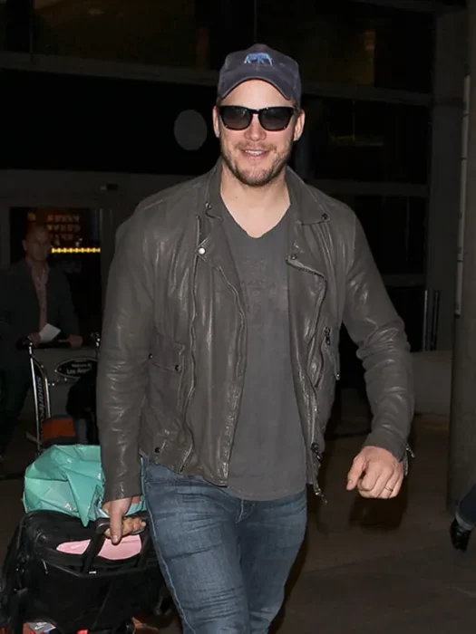 Chris Pratt Gray Leather Jacket