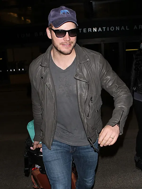 Chris Pratt Soft Gray Leather Jacket