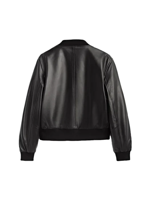 Classic Leather Black Bomber Jacket