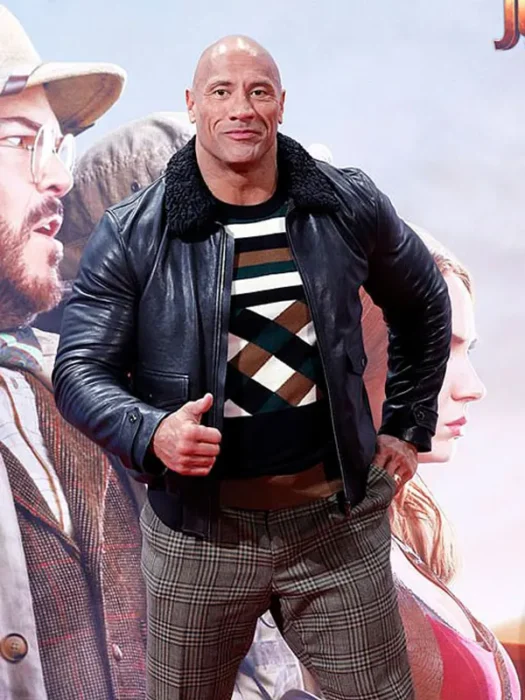 Dwayne Johnson Black Leather Jacket - Jumanji