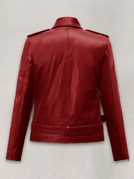 Emilia Clarke Last Christmas Leather Jacket Back