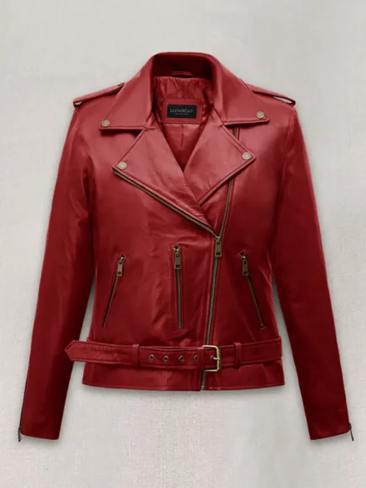 Emilia Clarke Last Christmas Red Leather Jacket