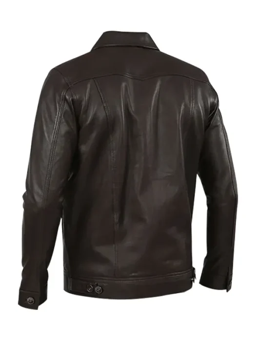 Genuine Leather Black Jacket For Men Back