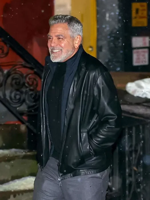 George Clooney Black Leather jacket