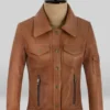 Gigi Hadid Brown Leather Jacket