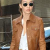 Gigi Hadid Leather Brown Jacket