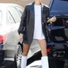 Hailey Baldwin bLACK Leather Blazer