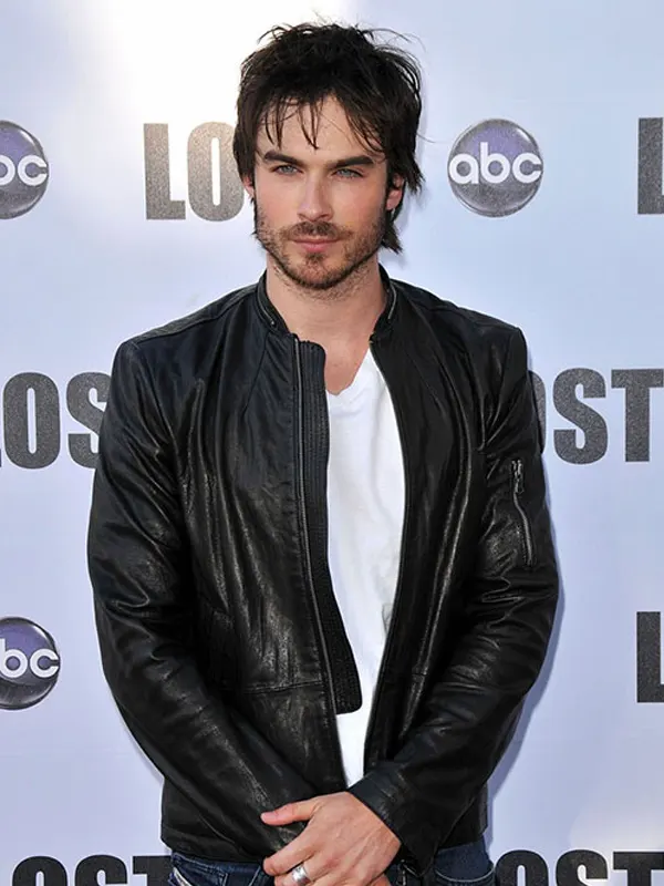 Ian Somerhalder Black Leather Jacket