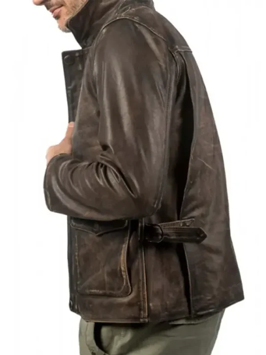 Indiana Jones Harrison Ford Brown Leather Jacket side look