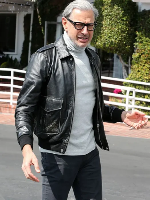 Jeff Goldblum Black Leather Jacket