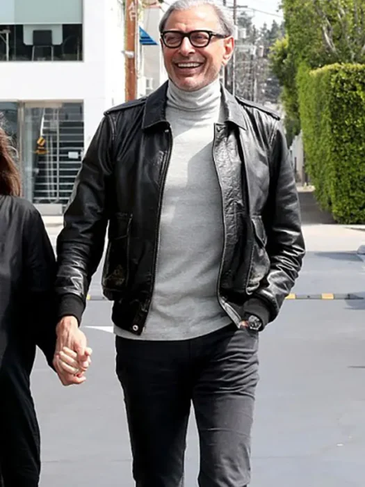 Jeff Goldblum Leather Black Jacket