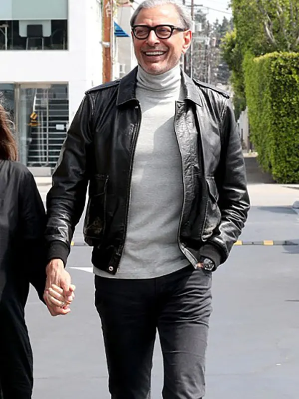 Jeff Goldblum Leather Black Jacket