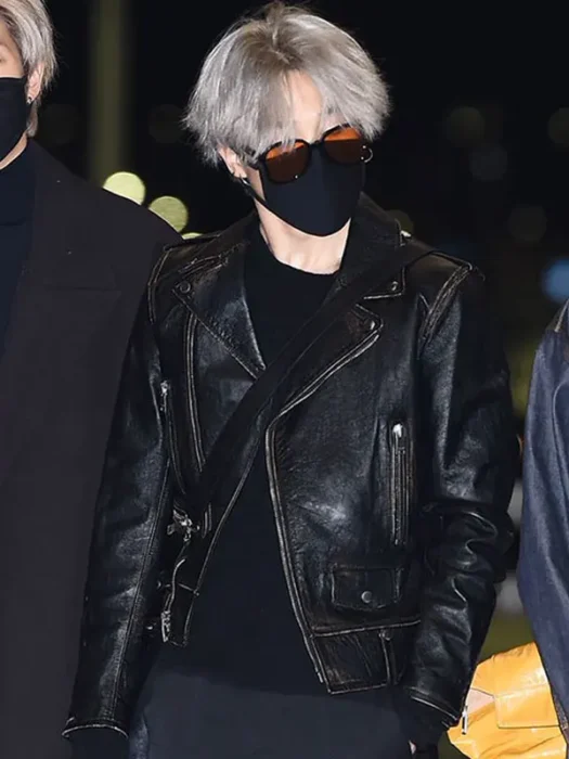 Jimin Black Leather Jacket