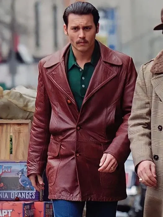 Johnny Depp Donnie Brasco Marron Leather Blazer